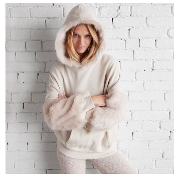 Express Tops - Express | Faux Fur Trimmed Hooded Sweatshirt